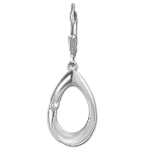 SilberDream Ohrhänger Oval Zirkonia weiß 925 Sterling Silber Damen SDO4383W