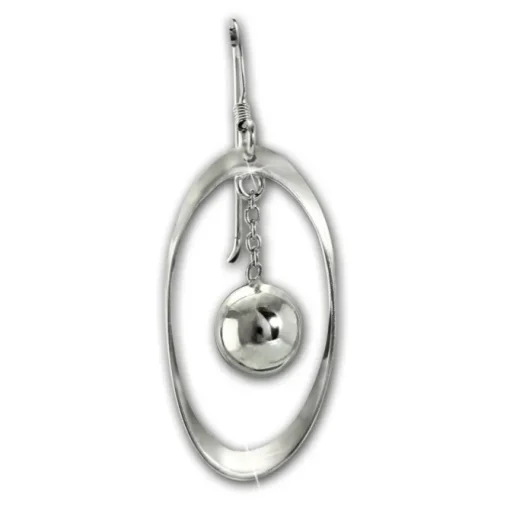 SilberDream Ohrhänger Oval mit Kugel 925 Sterling Silber Damen Ohrringe SDO6710J