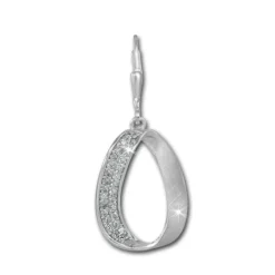 SilberDream Ohrhänger Oval Zirkonia weiß 925 Silber Damen Ohrring SDO371W