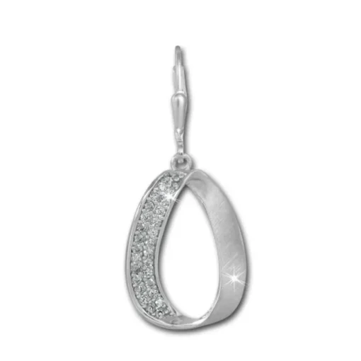 SilberDream Ohrhänger Oval Zirkonia weiß 925 Silber Damen Ohrring SDO371W