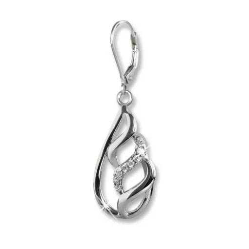 SilberDream Ohrhänger Oval geflochten Zirkonia 925 Silber Damen Ohrring SDO4347W