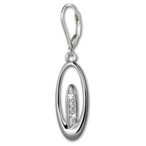 SilberDream Ohrhänger Oval Zirkonia weiß 925 Silber Ohrring SDO4288W