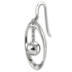 SilberDream Ohrhänger Oval mit Kugel 925 Sterling Silber Damen Ohrringe SDO6710J