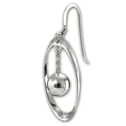 SilberDream Ohrhänger Oval mit Kugel 925 Sterling Silber Damen Ohrringe SDO6710J