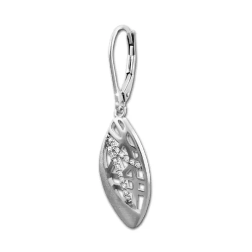 SilberDream Ohrhänger Oval Zirkonia weiß 925 Silber Damen Ohrring SDO4318W