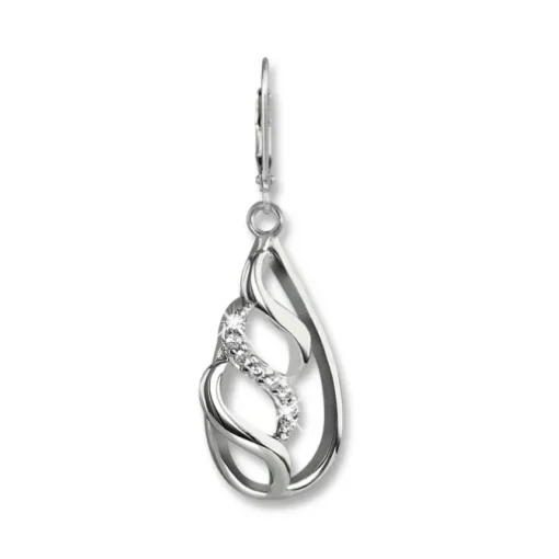 SilberDream Ohrhänger Oval geflochten Zirkonia 925 Silber Damen Ohrring SDO4347W