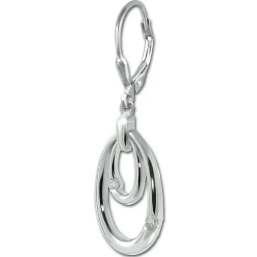 SilberDream Ohrhänger Ovale Zirkonia weiß 925 Sterling Silber Damen SDO4391W