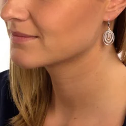 SilberDream Ohrhänger Oval Zirkonia weiß 925 Silber Ohrring SDO364S