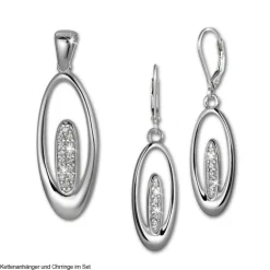 SilberDream Ohrhänger Oval Zirkonia weiß 925 Silber Ohrring SDO4288W