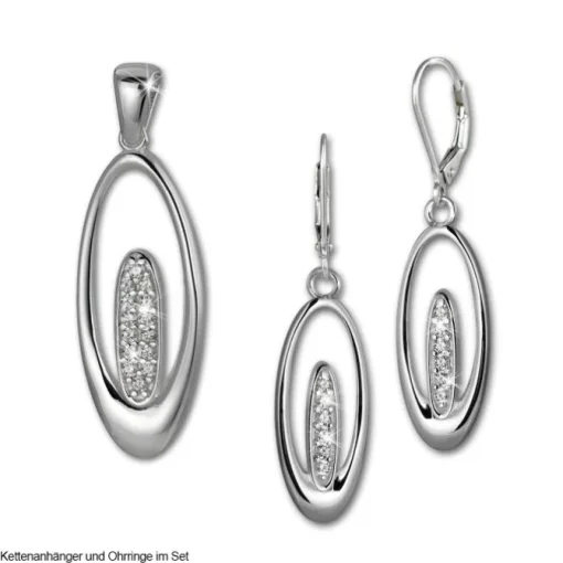 SilberDream Ohrhänger Oval Zirkonia weiß 925 Silber Ohrring SDO4288W