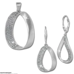 SilberDream Ohrhänger Oval Zirkonia weiß 925 Silber Damen Ohrring SDO371W