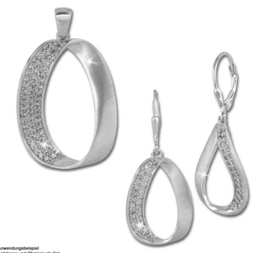 SilberDream Ohrhänger Oval Zirkonia weiß 925 Silber Damen Ohrring SDO371W
