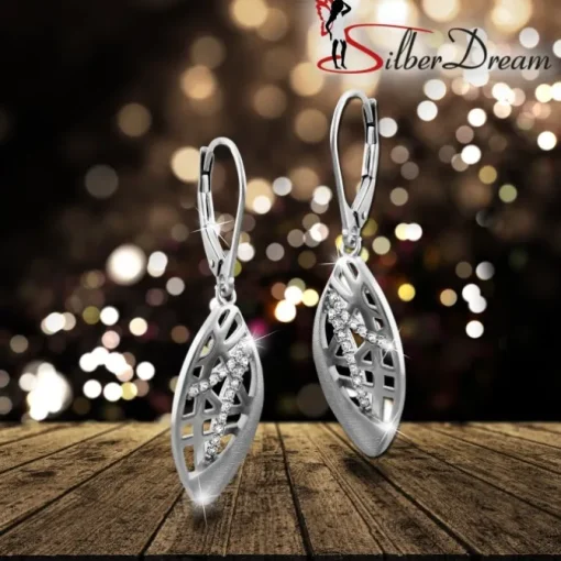 SilberDream Ohrhänger Oval Zirkonia weiß 925 Silber Damen Ohrring SDO4318W