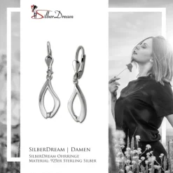 SilberDream Ohrhänger Oval Zirkonia weiß 925 Silber Damen Ohrring SDO4460W