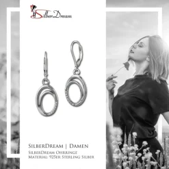 SilberDream Ohrhänger Ovale Zirkonia 925 Silber Damen Ohrring SDO4346W