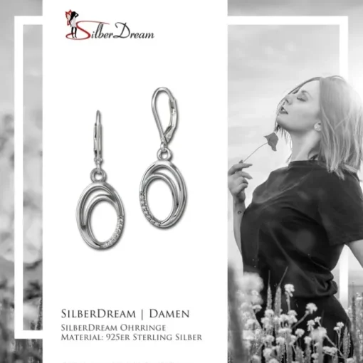 SilberDream Ohrhänger Ovale Zirkonia 925 Silber Damen Ohrring SDO4346W