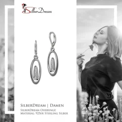 SilberDream Ohrhänger Oval Zirkonia weiß 925 Silber Ohrring SDO4288W