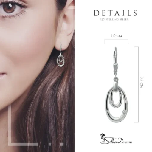 SilberDream Ohrhänger Ovale Zirkonia weiß 925 Sterling Silber Damen SDO4391W