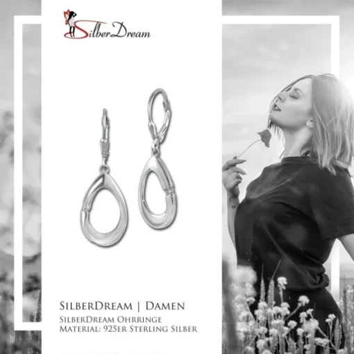 SilberDream Ohrhänger Oval Zirkonia weiß 925 Sterling Silber Damen SDO4383W