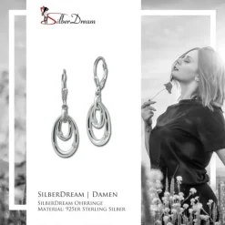 SilberDream Ohrhänger Ovale Zirkonia weiß 925 Sterling Silber Damen SDO4391W