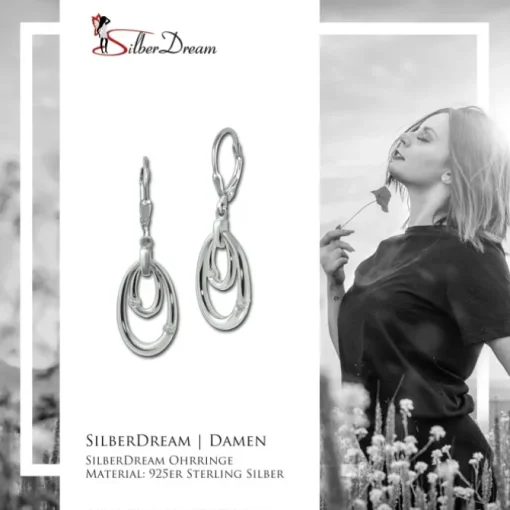 SilberDream Ohrhänger Ovale Zirkonia weiß 925 Sterling Silber Damen SDO4391W