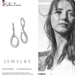 SilberDream Ohrhänger Oval Zirkonia weiß 925 Sterling Silber Damen SDO4383W