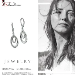 SilberDream Ohrhänger Ovale Zirkonia weiß 925 Sterling Silber Damen SDO4391W