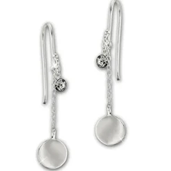 SilberDream Ohrhänger Plättchen Zirkonia weiß 925 Silber Damen Ohrring SDO8812W
