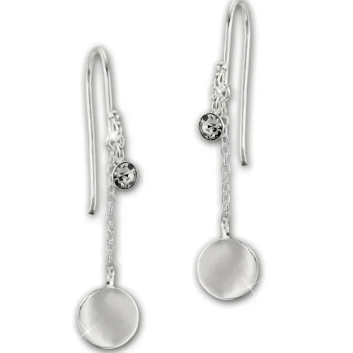 SilberDream Ohrhänger Plättchen Zirkonia weiß 925 Silber Damen Ohrring SDO8812W
