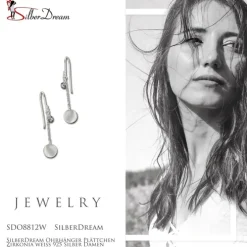 SilberDream Ohrhänger Plättchen Zirkonia weiß 925 Silber Damen Ohrring SDO8812W