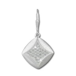 SilberDream Ohrhänger Quadrat Zirkonia weiß 925 Silber Ohrring SDO362M
