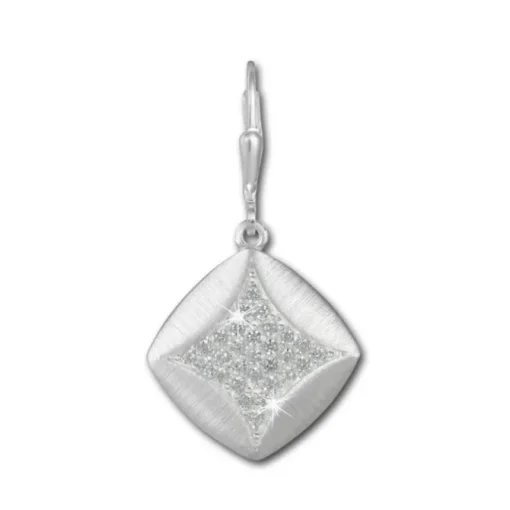 SilberDream Ohrhänger Quadrat Zirkonia weiß 925 Silber Ohrring SDO362M