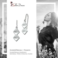 SilberDream Ohrhänger Quadrate 925er Sterling Silber Damen Ohrring SDO8810J