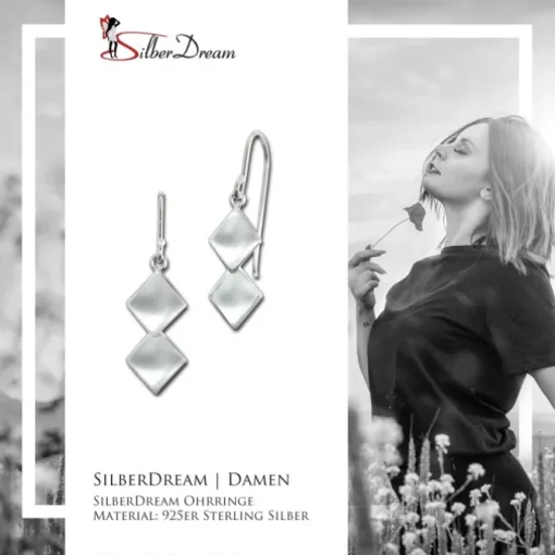 SilberDream Ohrhänger Quadrate 925er Sterling Silber Damen Ohrring SDO8810J