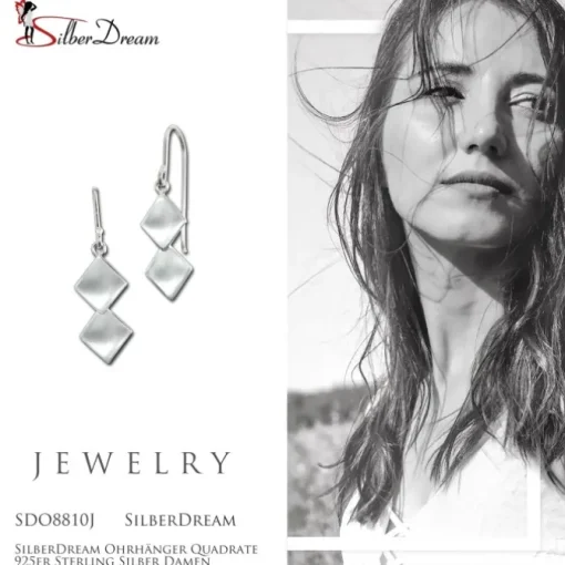 SilberDream Ohrhänger Quadrate 925er Sterling Silber Damen Ohrring SDO8810J
