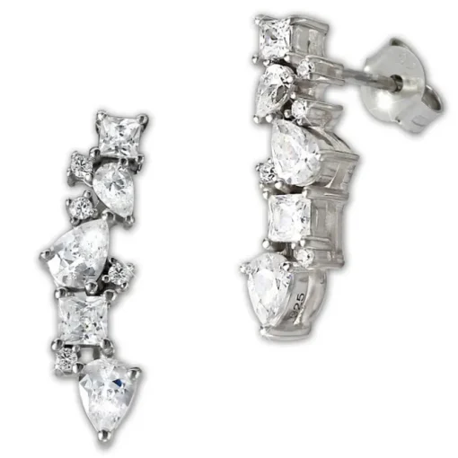 SilberDream Ohrhänger Ranke Zirkonia 925 Sterling Silber Damen Ohrring GSO489W