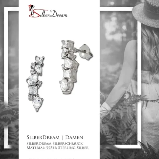 SilberDream Ohrhänger Ranke Zirkonia 925 Sterling Silber Damen Ohrring GSO489W