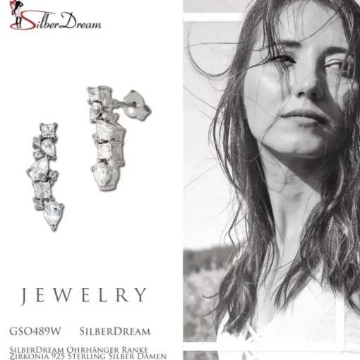 SilberDream Ohrhänger Ranke Zirkonia 925 Sterling Silber Damen Ohrring GSO489W