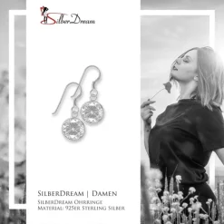 SilberDream Ohrhänger Rondell Zirkonia weiß 925 Silber SDO8602W