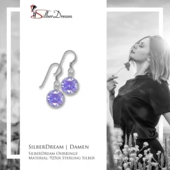 SilberDream Ohrhänger Rondell Zirkonia lila 925 Silber SDO8602V