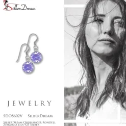 SilberDream Ohrhänger Rondell Zirkonia lila 925 Silber SDO8602V