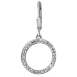 SilberDream Ohrhänger Round Zirkonia weiß 925 Silber Ohrring SDO4428W