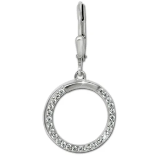 SilberDream Ohrhänger Round Zirkonia weiß 925 Silber Ohrring SDO4428W