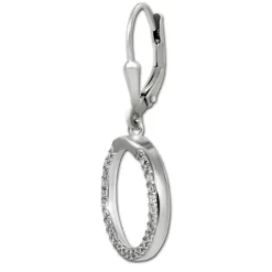 SilberDream Ohrhänger Round Zirkonia weiß 925 Silber Ohrring SDO4428W