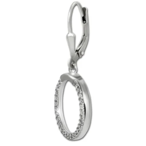 SilberDream Ohrhänger Round Zirkonia weiß 925 Silber Ohrring SDO4428W