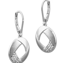 SilberDream Ohrhänger Rund Zirkonia weiß 925 Silber Damen Ohrring SDO4313W