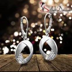 SilberDream Ohrhänger Rund Zirkonia weiß 925 Silber Damen Ohrring SDO4313W