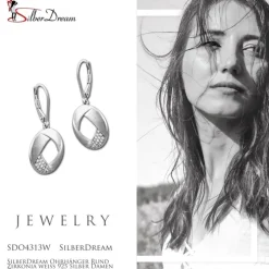 SilberDream Ohrhänger Rund Zirkonia weiß 925 Silber Damen Ohrring SDO4313W