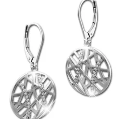 SilberDream Ohrhänger Scheibe Big Zirkonia 925 Silber Damen Ohrring SDO4312W