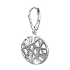 SilberDream Ohrhänger Scheibe Big Zirkonia 925 Silber Damen Ohrring SDO4312W